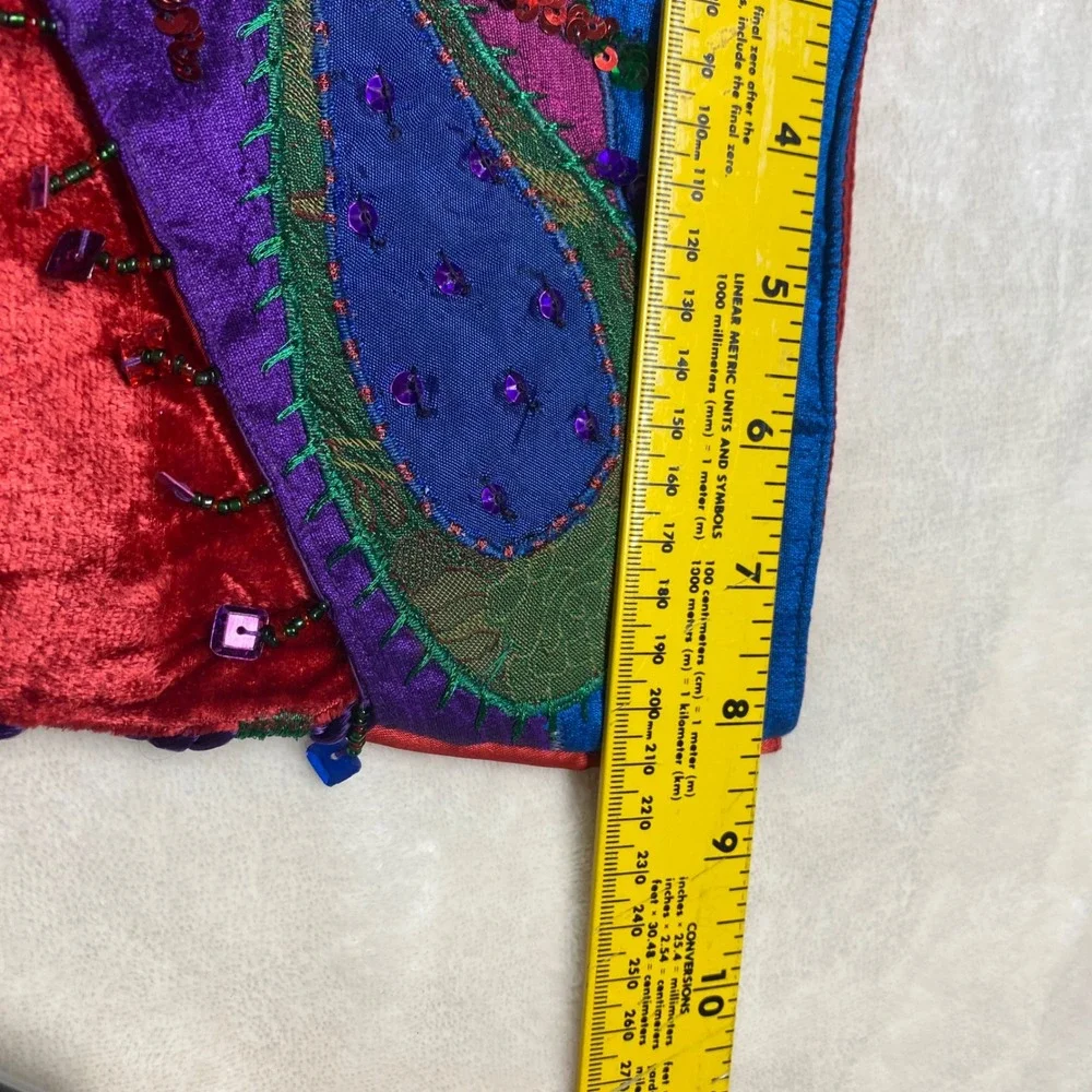 Set of 3 Unique Christmas Stockings Red Gold Purple Holiday Decor Holiday Mantle